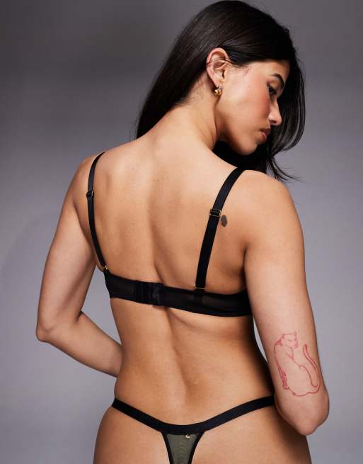 Ann Summers – Yours Truly – Czarny wyściełany biustonosz z głębokim dekoltem, 2 z 4
