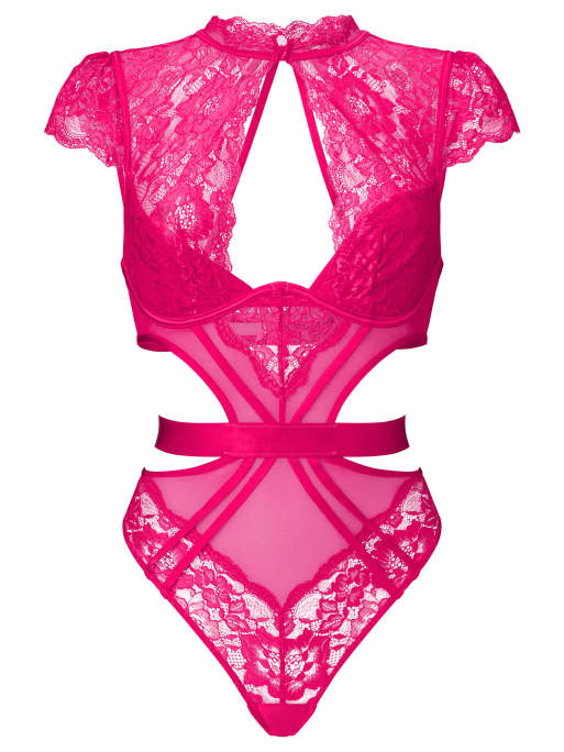 Ann Summers Zayna lace underwired lingerie body in pink, 3 of 3
