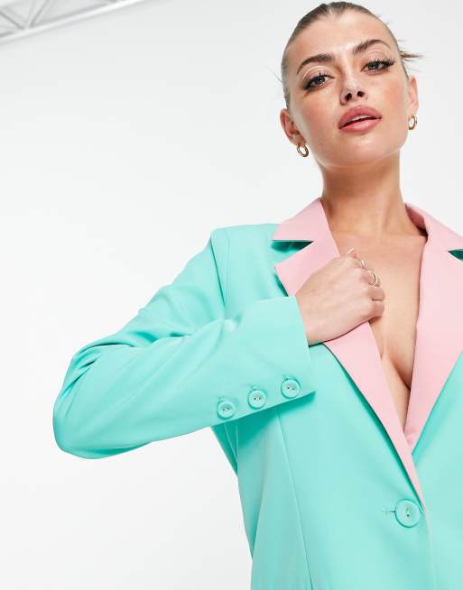 Annorlunda - Blazer oversize con colletto a contrasto, in coordinato
