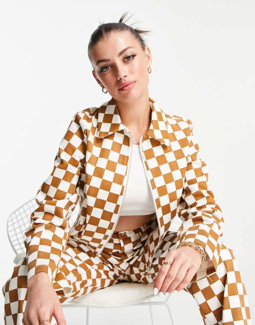 Checkered hot sale print jacket