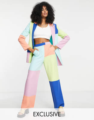 Annorlunda colour block trouser in multi co-ord - ASOS Price Checker