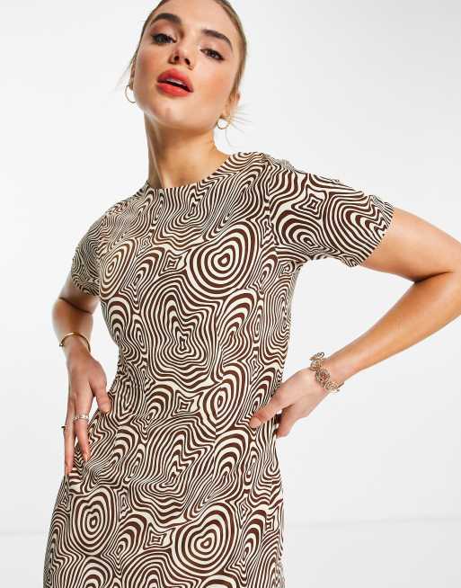 Annorlunda column dress in swirl print with thigh split, 3 of 4