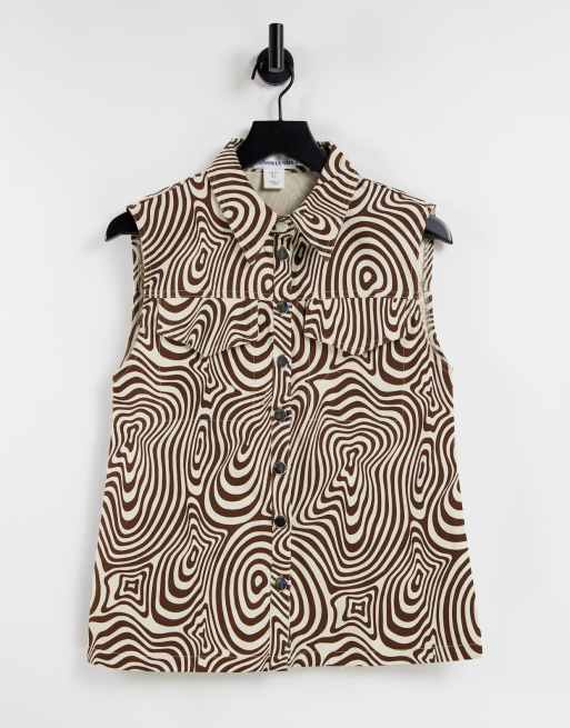 Annorlunda coordinating denim vest in swirl print