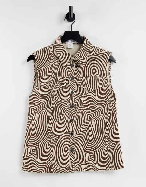 Annorlunda denim gilet in swirl print co-ord - view 1