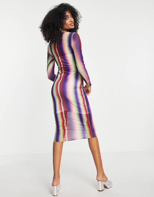 Rainbow store midi dress