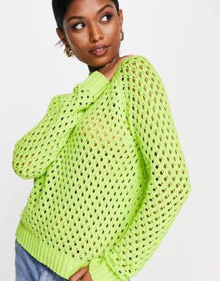 Annorlunda fishnet knit jumper in lime green