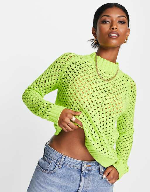 Lime green sale crop sweater