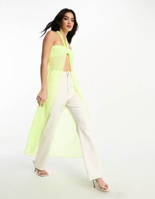 Annorlunda halter neck open front longline top in yellow - ASOS Price Checker