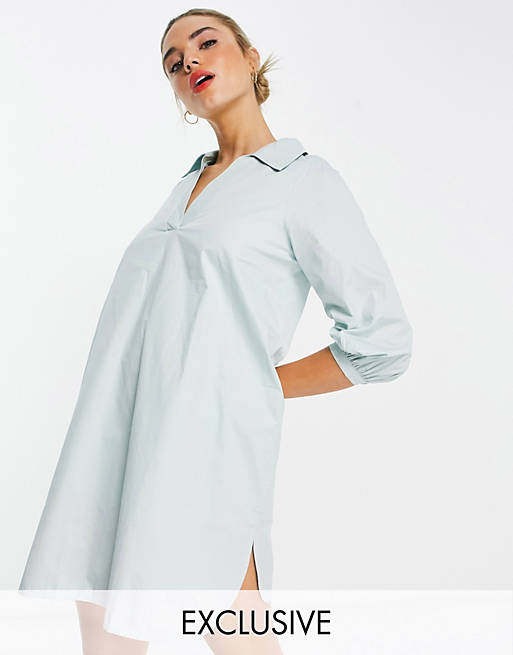 Annorlunda heavy weight shirt dress with balloon sleeves