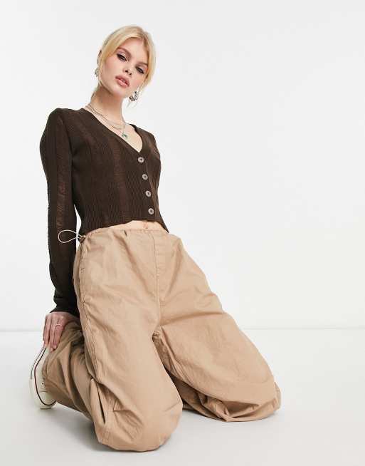 Annorlunda laddered fine gauge cardigan in hot chocolate, 3 of 4