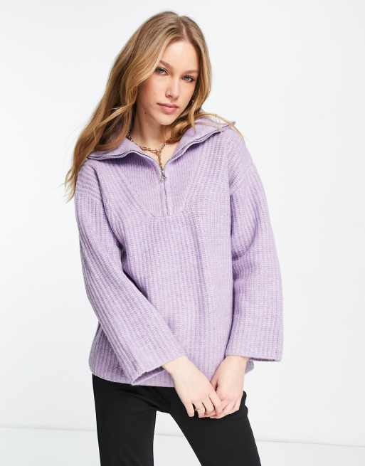 Annorlunda - Maglione lavorato con zip corta e cappuccio