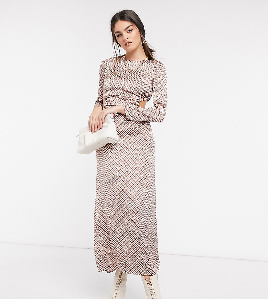 Annorlunda Maxi Dress With Cutouts In Colored Houndstooth-multi