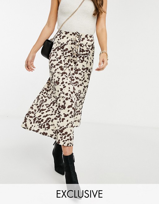 Annorlunda midi skirt in smudged cow print co-ord