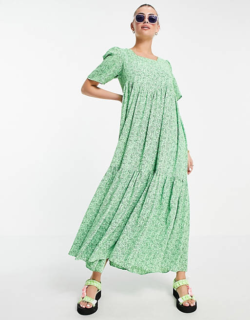 Annorlunda maxi volume smock dress in bandana paisley print