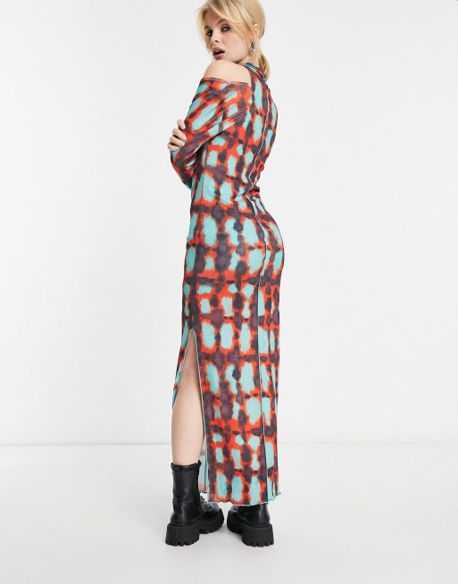 Tie dye long sleeve maxi outlet dress