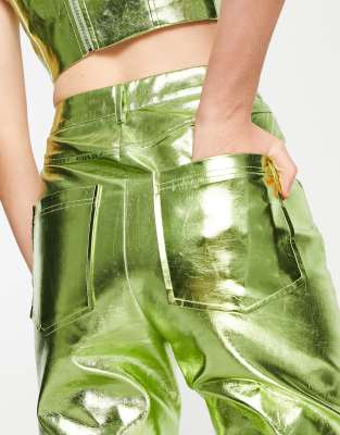 lime green latex pants