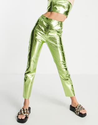 lime green latex pants