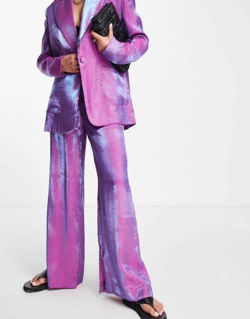 Annorlunda - Pantalon d'ensemble bicolore à ourlets fendus - Lilas 