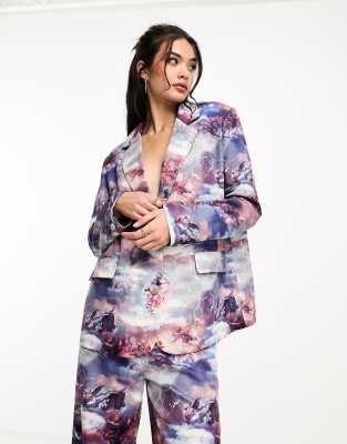 Annorlunda renaissance print relaxed double breasted blazer co-ord - view 1