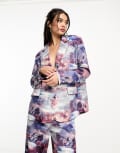 [Annorlunda] Annorlunda renaissance print relaxed double breasted blazer (part of a set)-Purple 8 Renaissance print