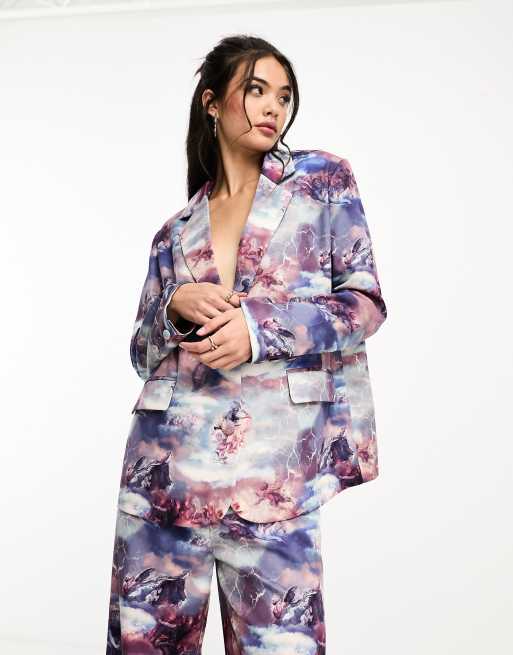 Annorlunda renaissance print relaxed double breasted blazer (part of a set)