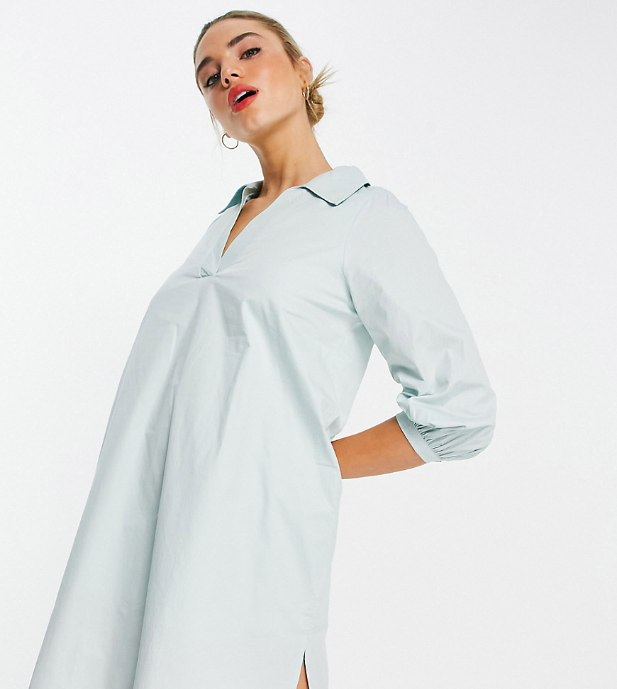 Annorlunda – Schweres Hemdkleid mit Blousonärmeln-Blau