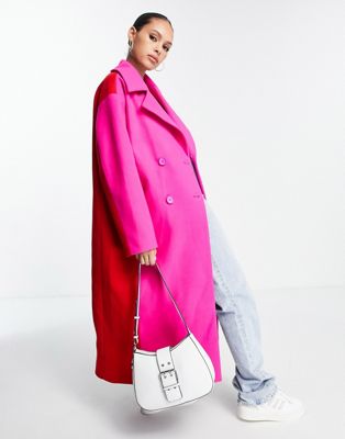 Annorlunda two-tone coat in red and pink - ASOS Price Checker