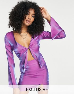 Annorlunda two-tone cut out blouse co-ord in purple - ASOS Price Checker