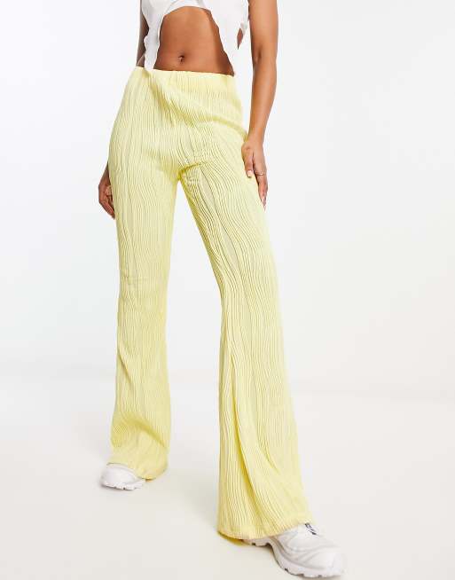 Ribbed flared trousers with velvet effect