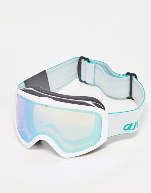 Blue and cheap white ski goggles