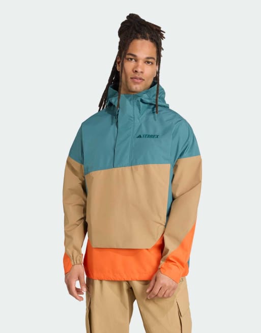 Anorak color cerceta envejecido y marrón cartón Terrex Xploric 2.5 L Climaproof de adidas Performance