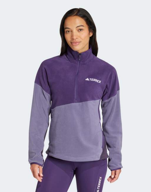 Anorak color ciruela aurora y violeta desgastado de polar Terrex Multi Climawarm de adidas Performance