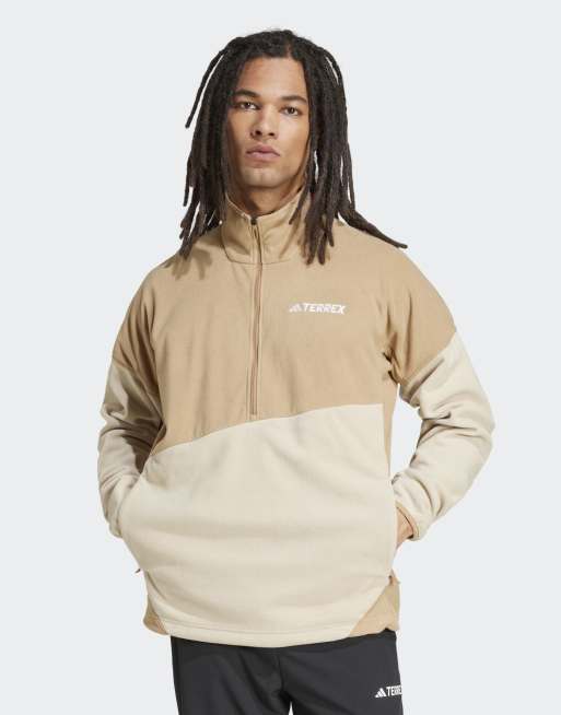 Anorak marrón cartón y beis sabana de felpa Terrex Multi Climawarm de adidas