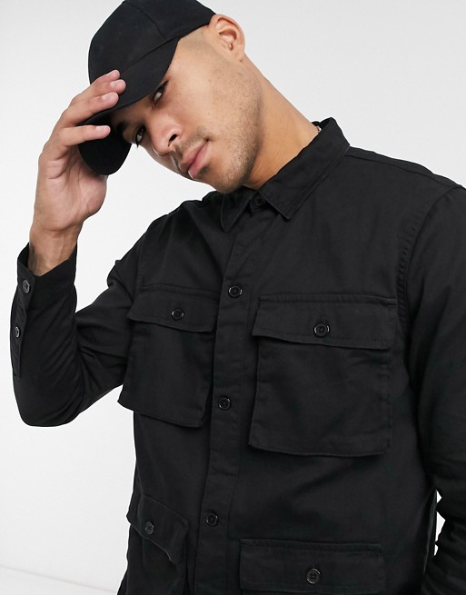 Another influence co-ord utility over shirt in black