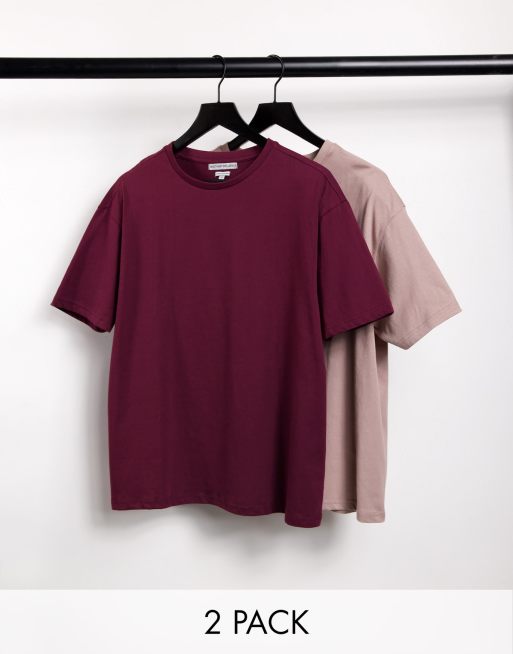 Another Influence 2 Pack Boxy Fit T Shirt In Burgundy And Grey Asos 1755