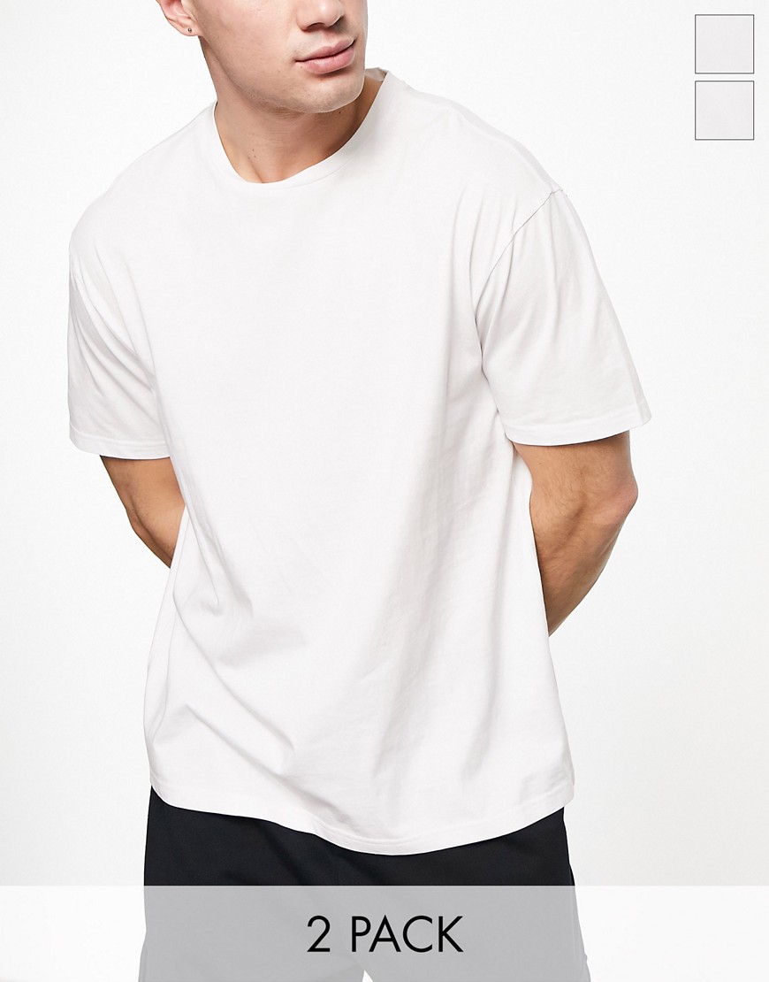 2 pack boxy fit t-shirt in white