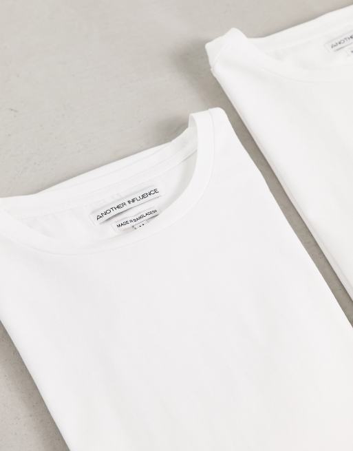 Another Influence 2 pack boxy fit t-shirt in white, 3 of 4