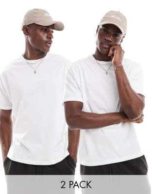 2 pack boxy fit t-shirt in white