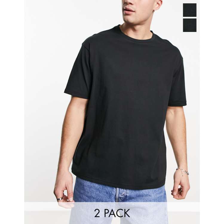 Another Influence 2 pack boxy fit T shirts in black ASOS