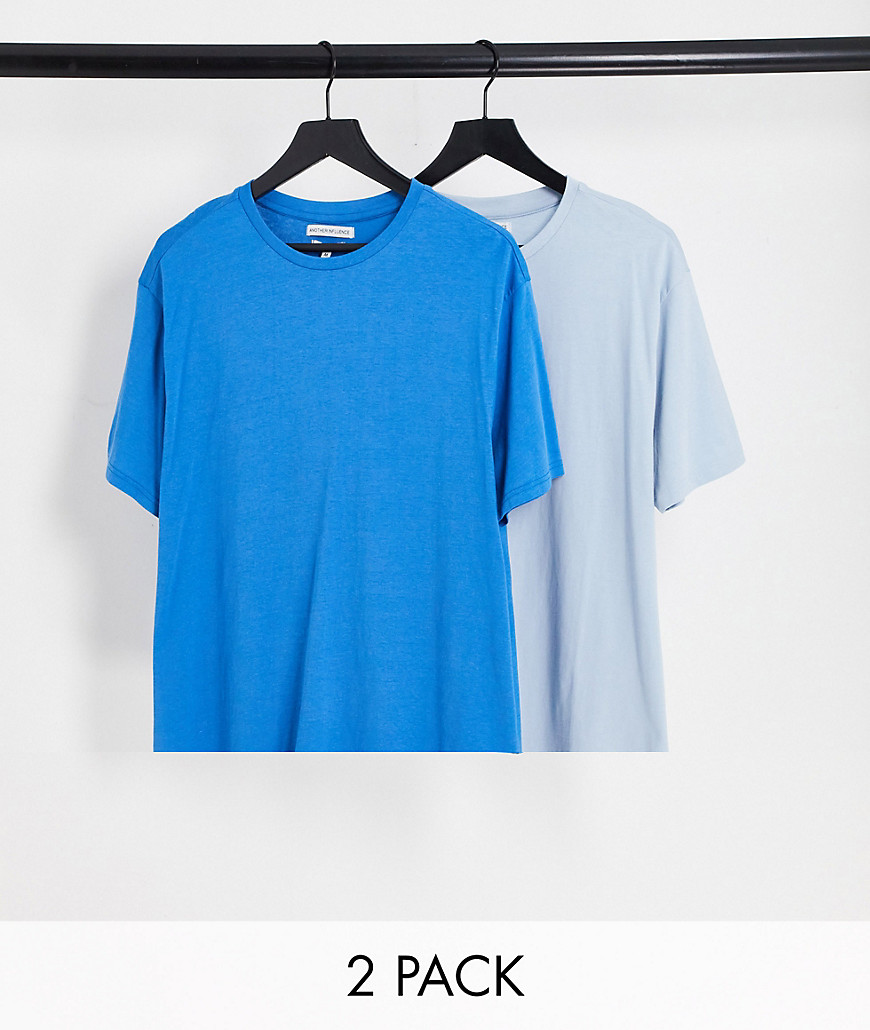 Another Influence 2 pack boxy fit t-shirts in blue & light blue-Multi