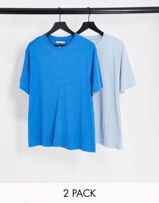 Another Influence 2 pack boxy fit t-shirts in blue & light blue