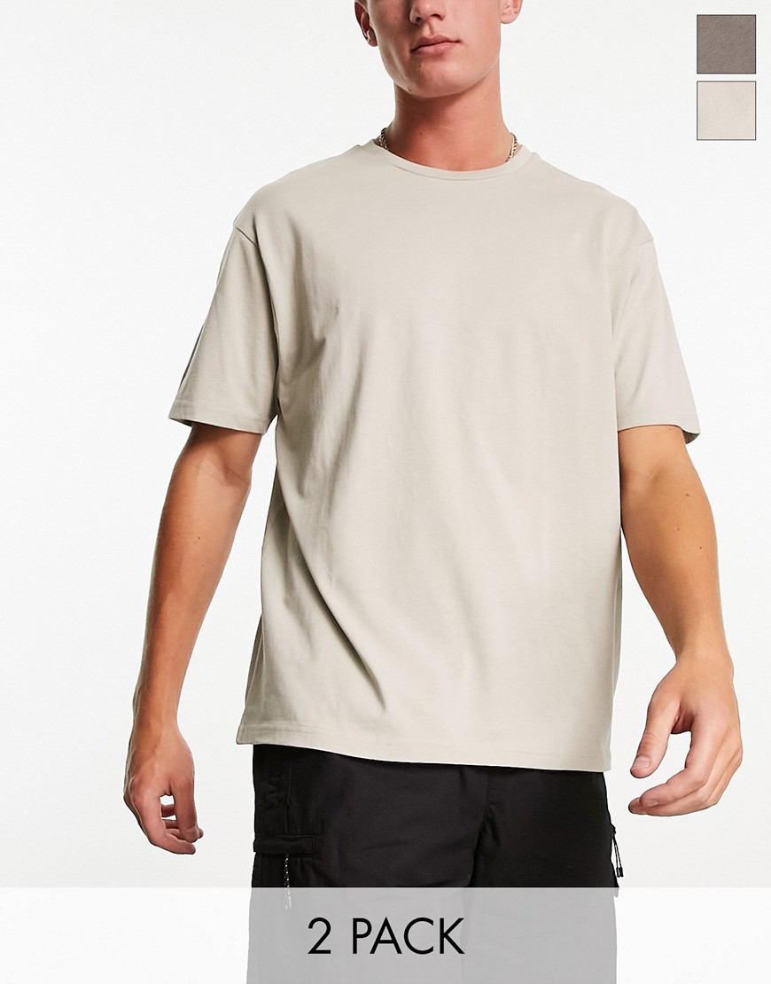 2 pack boxy fit t-shirts in gray