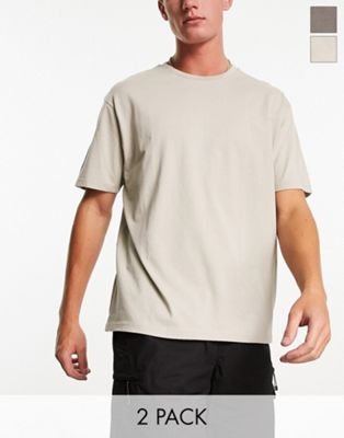 Another Influence 2 pack boxy fit t-shirts in grey