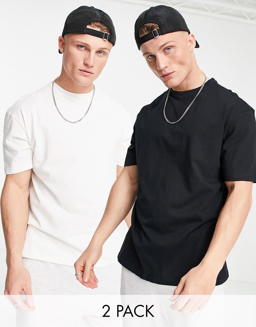 Another Influence 2 pack boxy oversized t-shirts in black & white-Multi