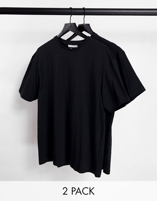 Another Influence 2 pack boxy oversized t-shirts in black