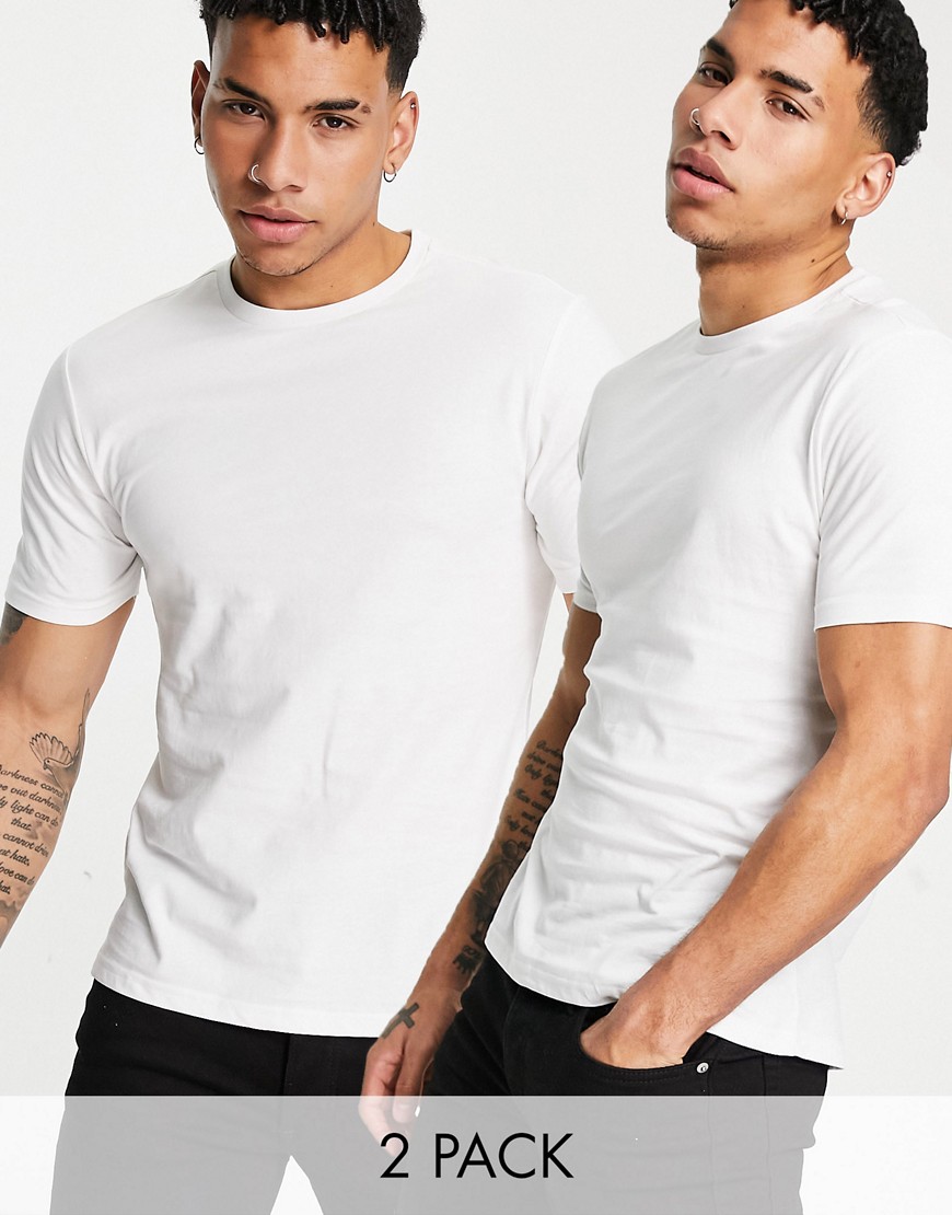 Another Influence 2 pack muscle fit t-shirts in white