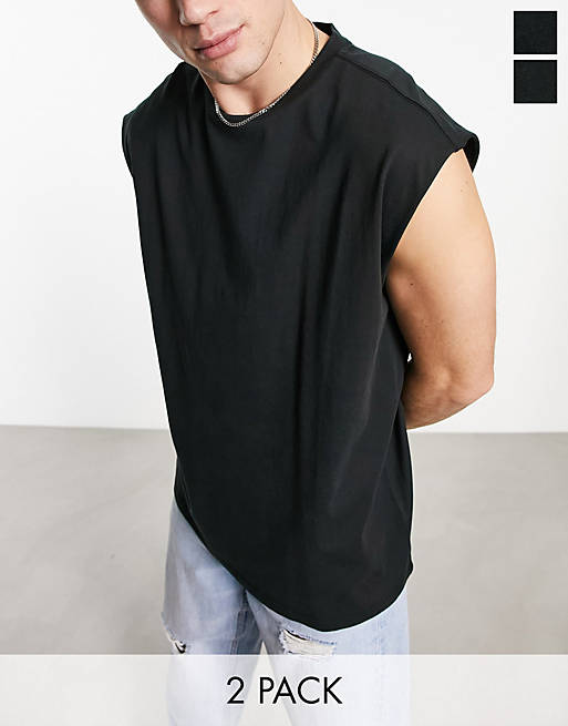 Another Influence 2 pack oversized vests in black | ASOS