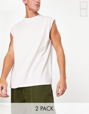Another Influence 2 pack oversized vests in white - ASOS Price Checker