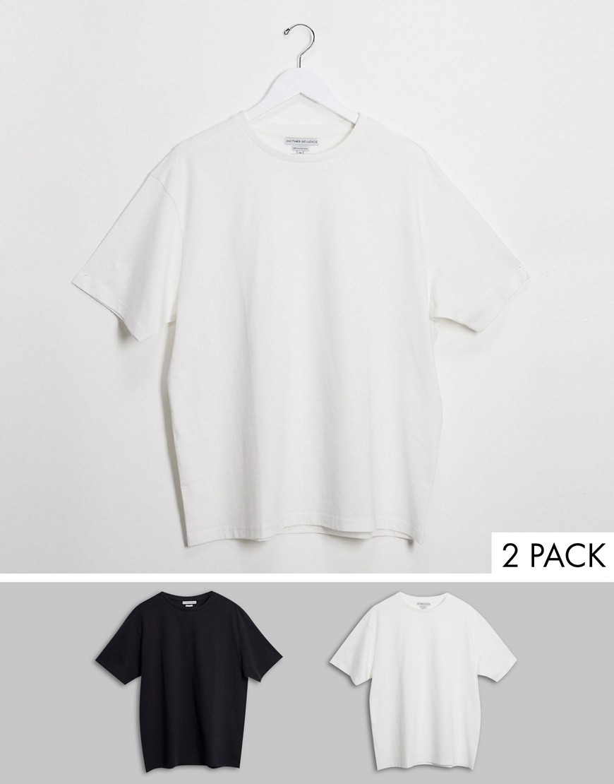Another Influence – 2-pack t-shirtar i oversize med boxig passform-Flerfärgad