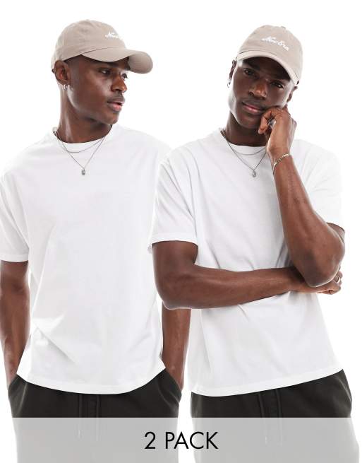 Another Influence – 2er-Pack kastenförmige T-Shirts in Weiß